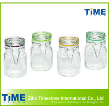 4-Piece 100ml Square Glass Jars Set with Hinged Glass Lid